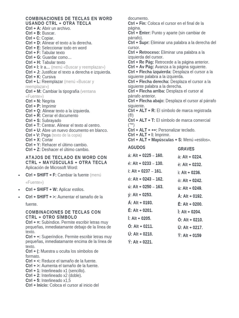 Teclas Rapidas en Word | PDF