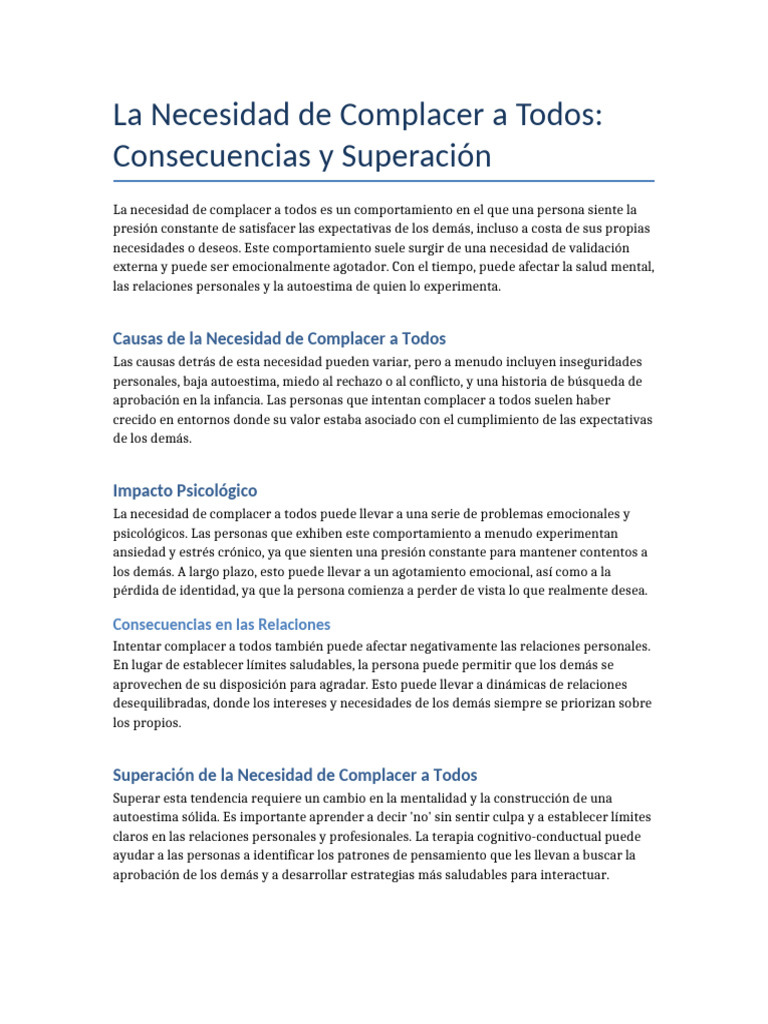 Necesidad Complacer | PDF