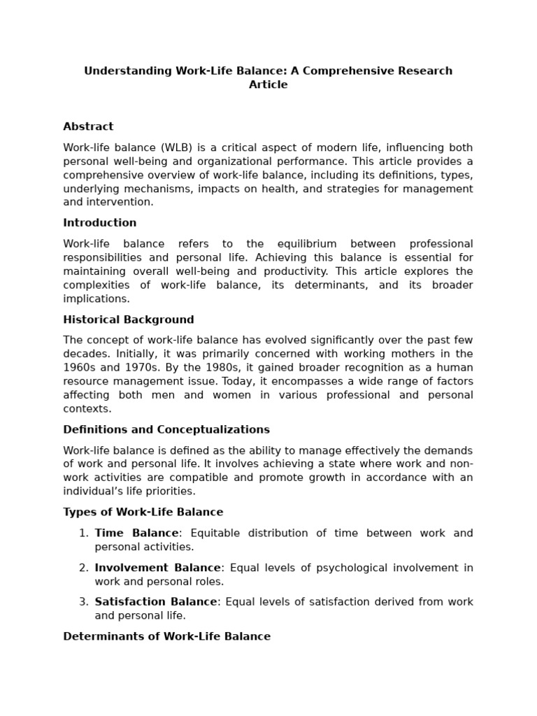 Understanding Work-Life Balance | PDF
