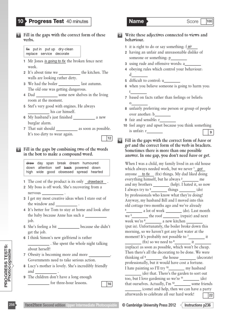 Progress Test 10 | PDF