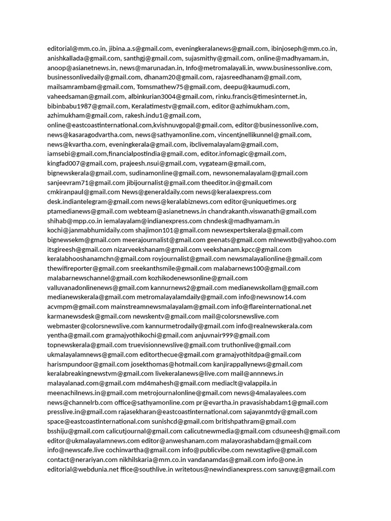Online Media Email Ids | PDF