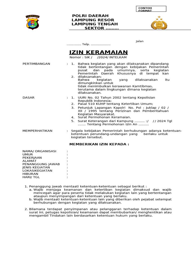 Izin Keramaian Polsek | PDF