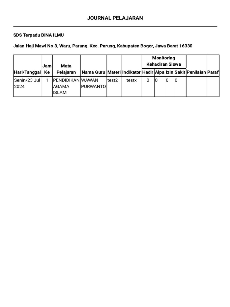 Cetak - Laporan Journal Guru | PDF