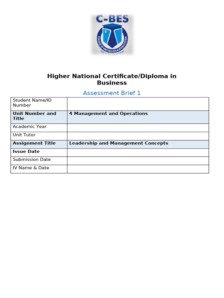 Unit 4 Mangement And Leadership Pdf