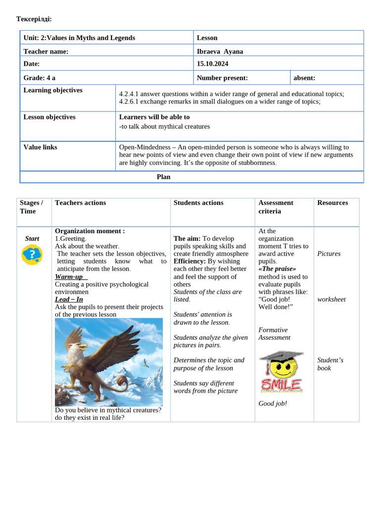 Lesson Plan 15.10 4 Grade | PDF