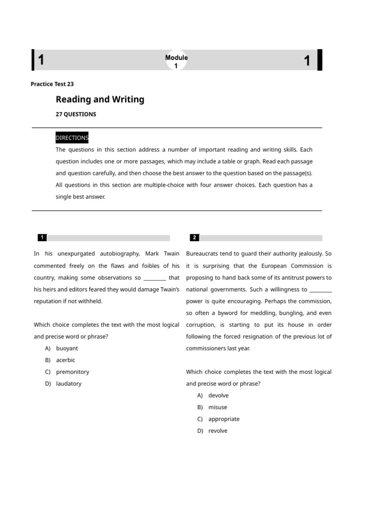 Digital Sat) Practice Test 23 | PDF | Foreign Language Studies