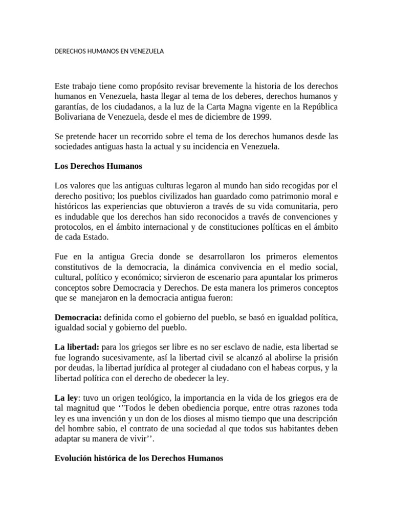 Historia de Derechos Humanos en Venezuela | PDF