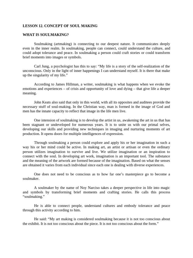 Lesson 12. Concept of Soul Making | PDF