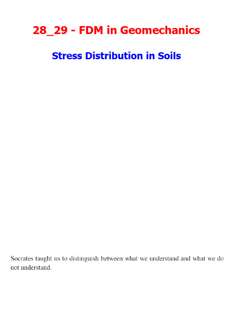 28 - 29 - FDM in Geomechanics - Stress Distribution in Soils | PDF