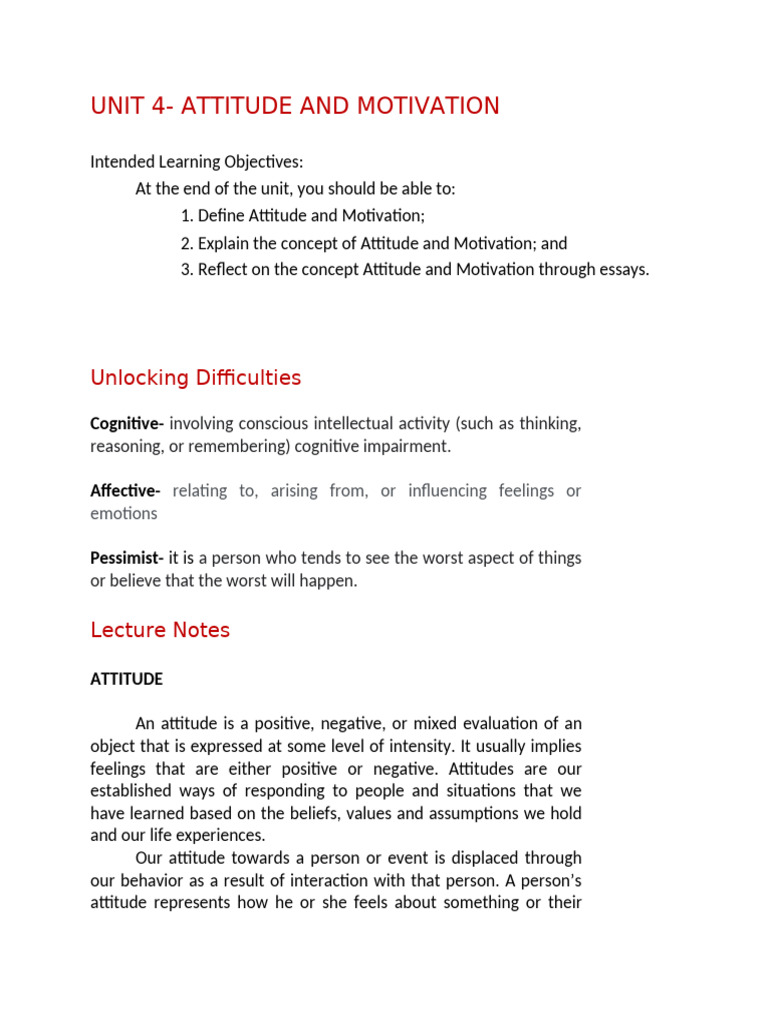 Chapter 4 Attitude and Motivation | PDF