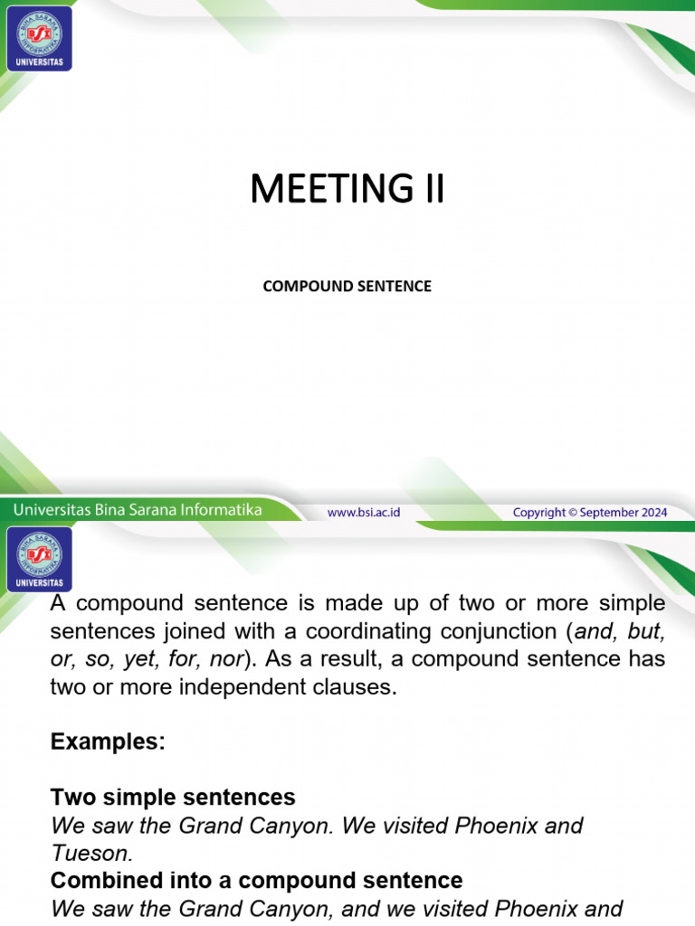 Meeting Ii: Compound Sentence | PDF
