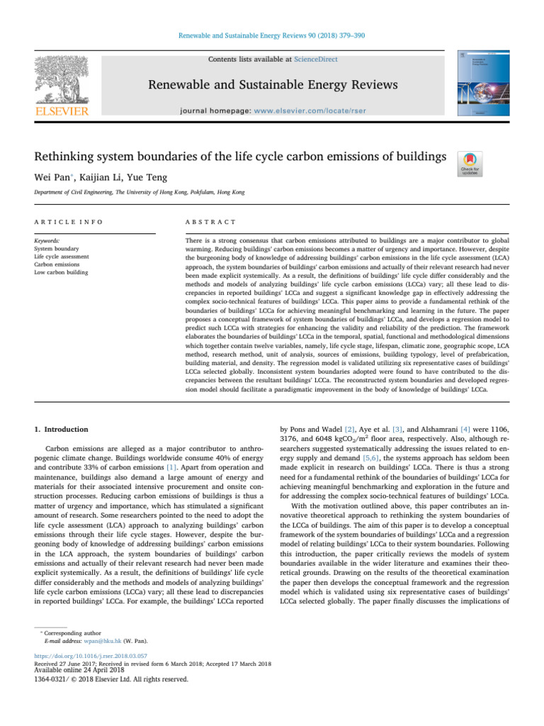 Rethinking System Boundaries of The Life Cycle Carbon Emissions of ...