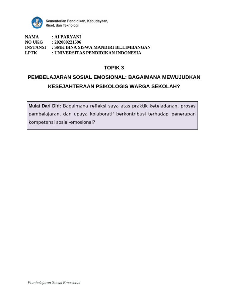 Modul 1 pse topik 3 mulai dari diri pdf