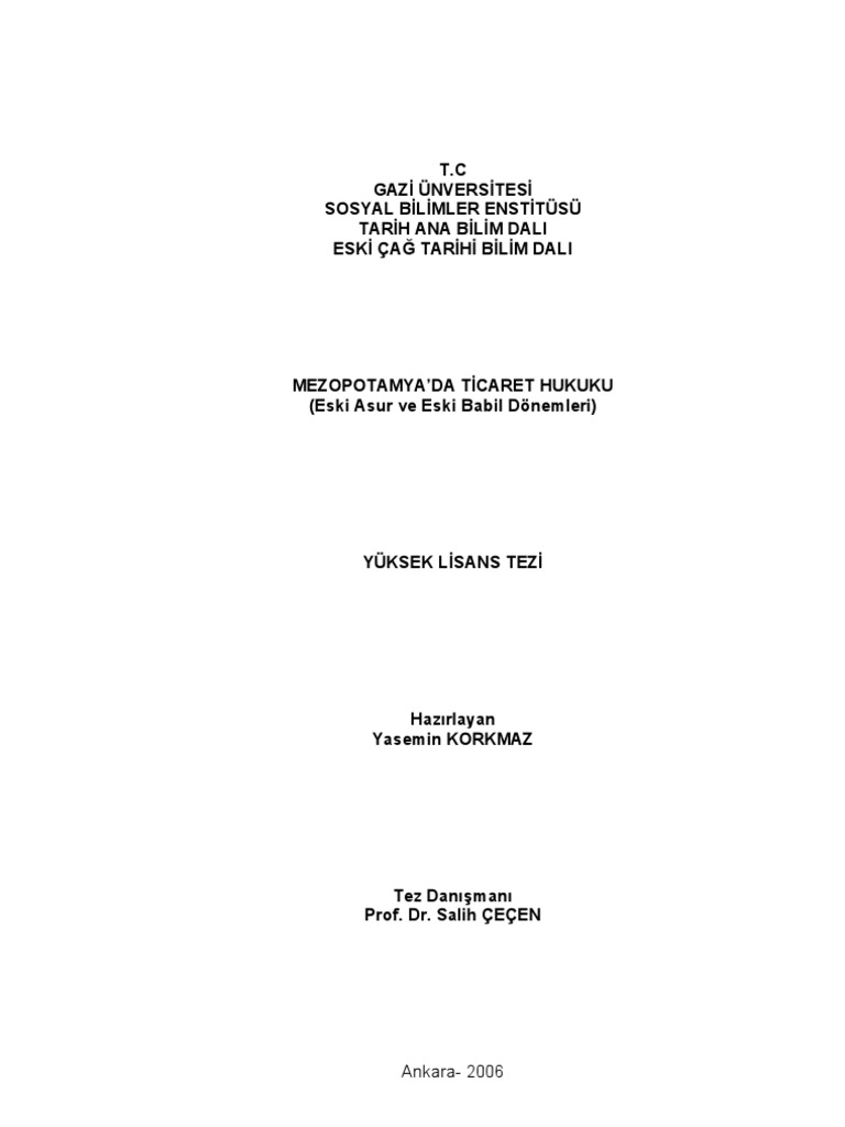 mezopotamya da ticaret hukuku eski asur ve eski babil donemleri pdf