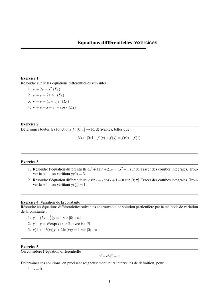Equations Differentielles Exercices | PDF