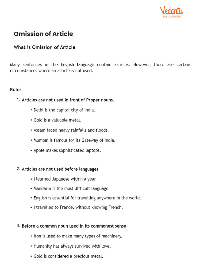 Omission of Article | PDF