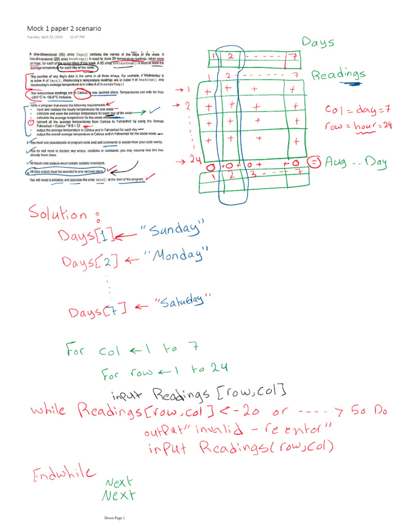 Unseen Scenario Solved Example - IGCSE CS OL | PDF