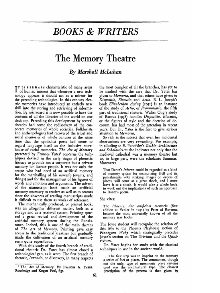 The Memory Theatre (Encounter-Mar. 1967) | PDF