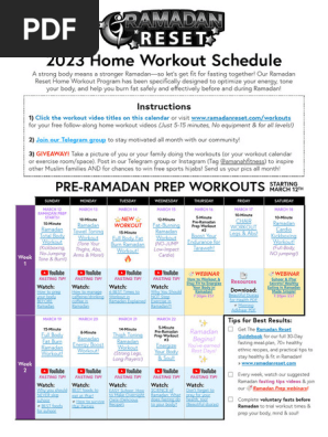 Ramadan 2023 Workout Calendar [Amanah Fitness]