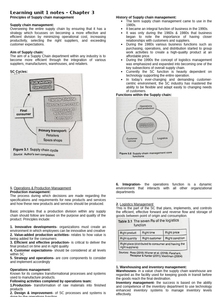Learning Unit 1 Notes (Chapter 3) | PDF