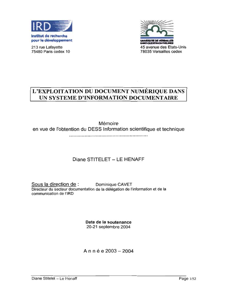 L'Exploitation Du Document Numérique Dans Un Systeme D'Information ...