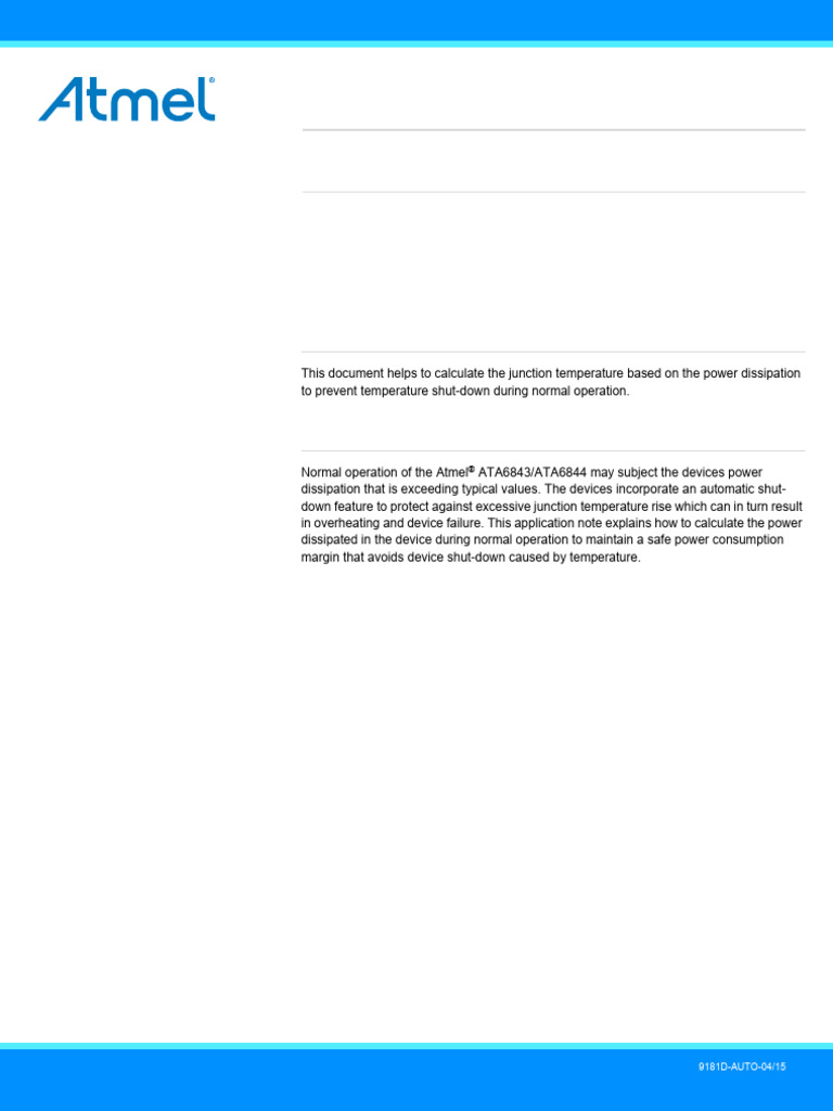 Atmel 9181 ATA6843 ATA6844 Estimated Junction Temperature - Application ...