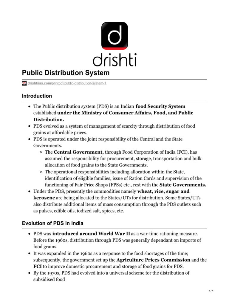 Overview of India's Public Distribution System | PDF | Economies ...