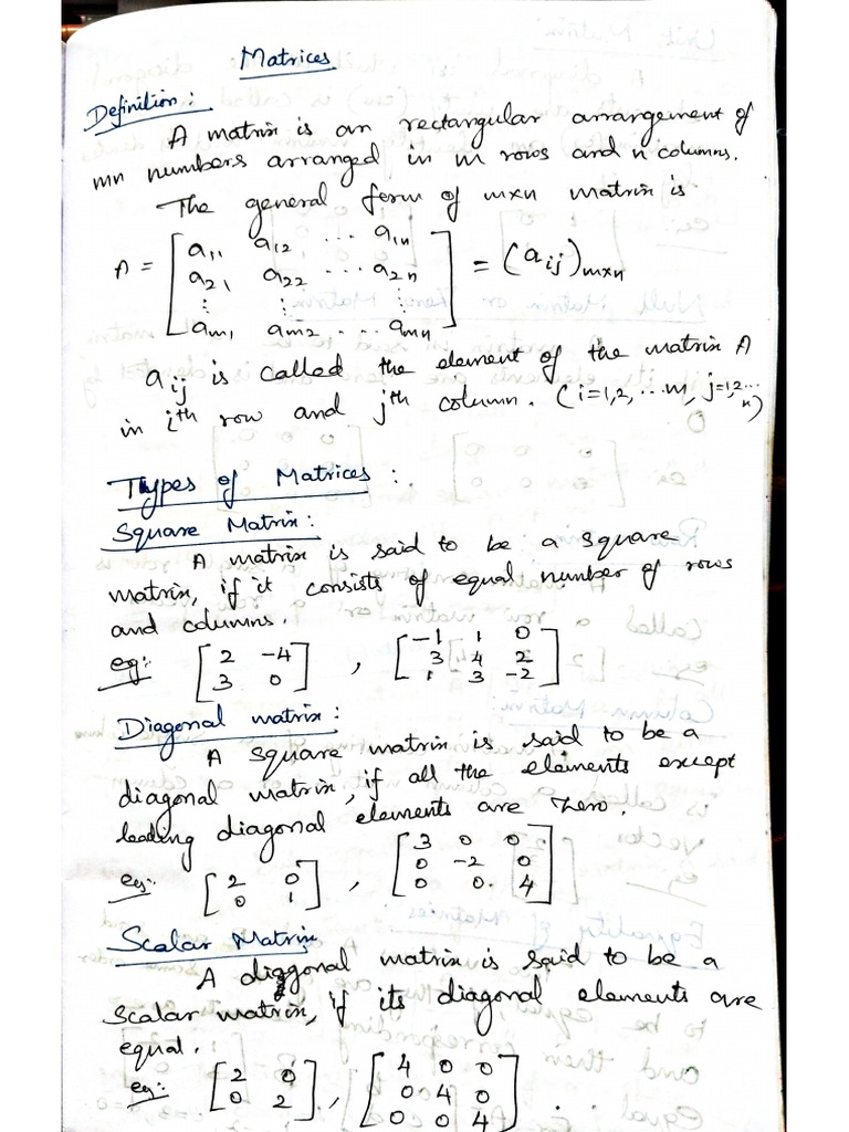 Matrix Definitions | PDF