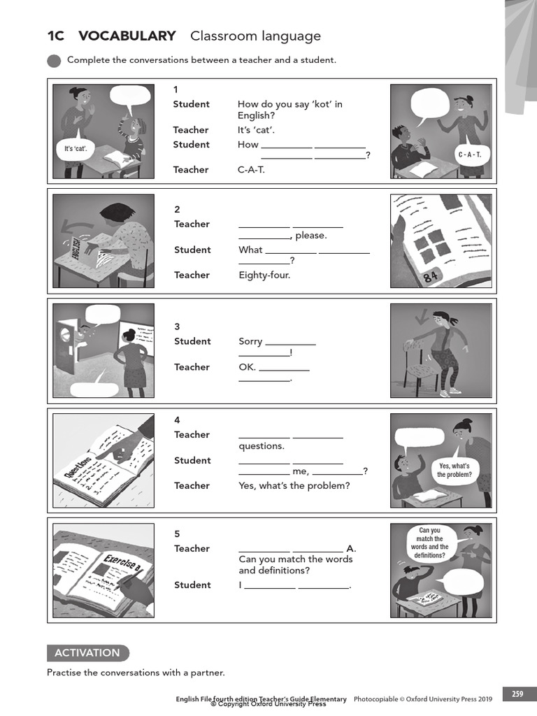 1C. Vocabulary. Classroom Language | PDF | Cultural Assimilation ...