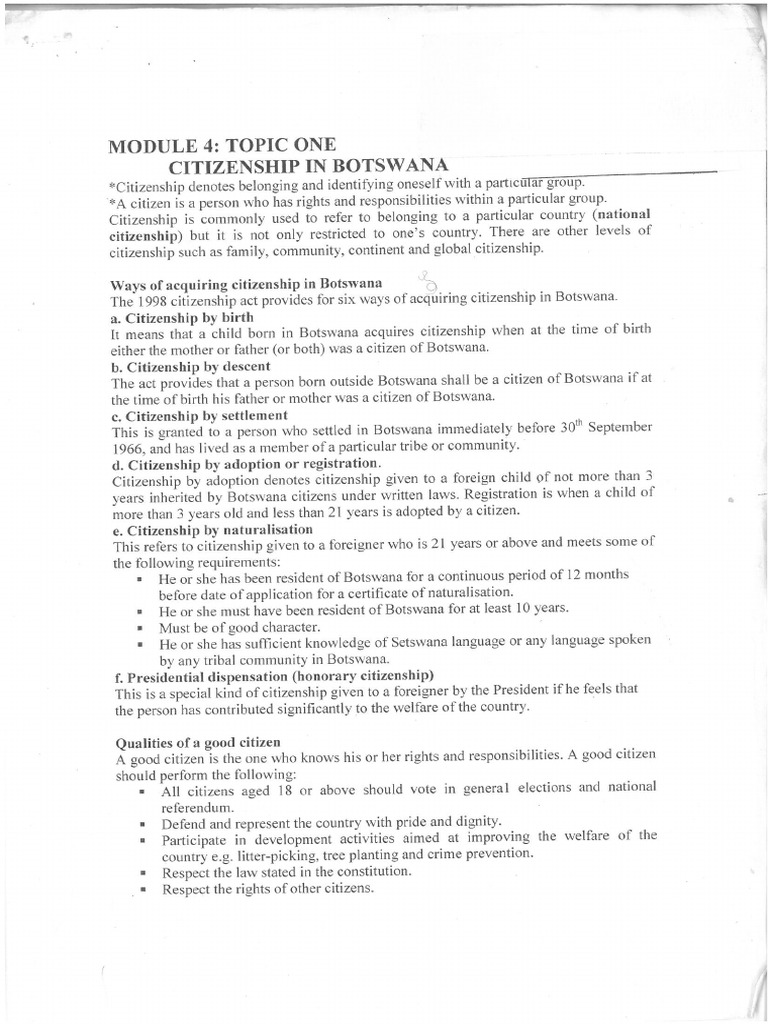 Citizenship in Botswana | PDF