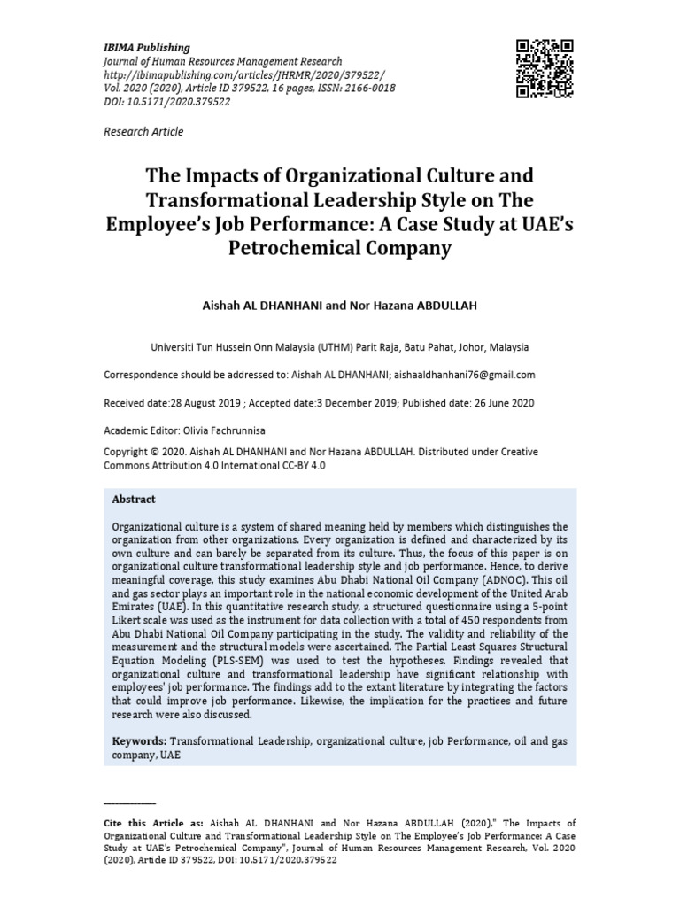 The Impacts of Organizational Culture and Transformational Leadership ...