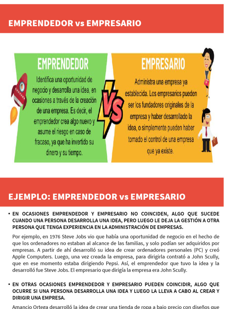Diferencias entre Emprendedor y Empresario | PDF