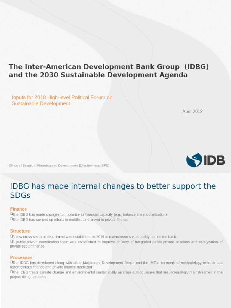 IDBG's Support for 2030 SDGs | PDF | Inter American Development Bank ...