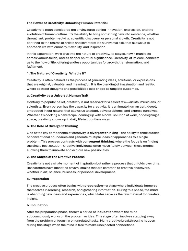 The Power of Creativity | PDF | Creativity | Thought