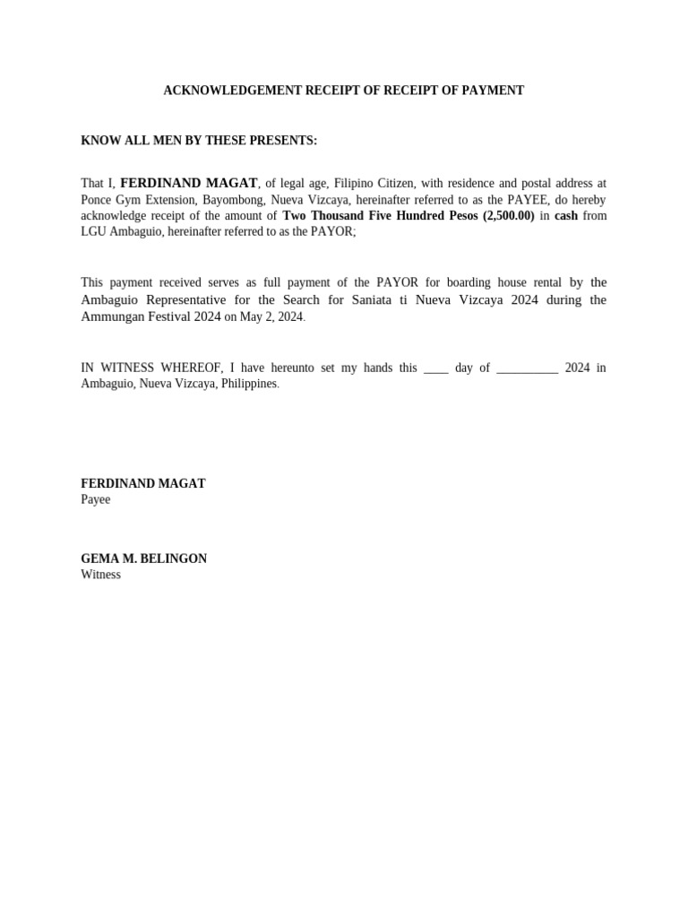 Acknowledgement (New) | PDF | Finance & Money Management | Law