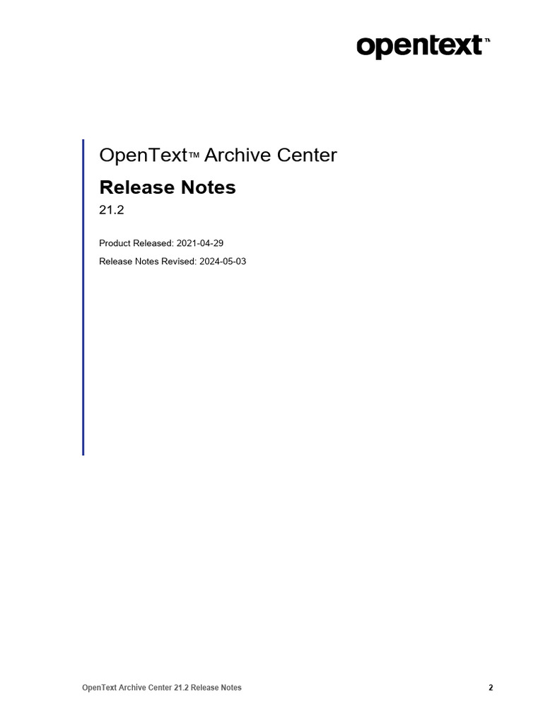 Archive Center Release Notes 21.2 | PDF | Cloud Computing | Databases