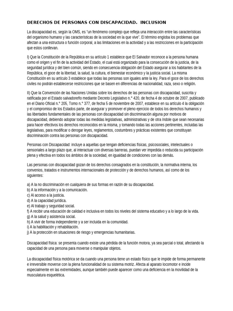 Derechos de Personas Con Discapacidad | PDF | Invalidez | Trastorno mental