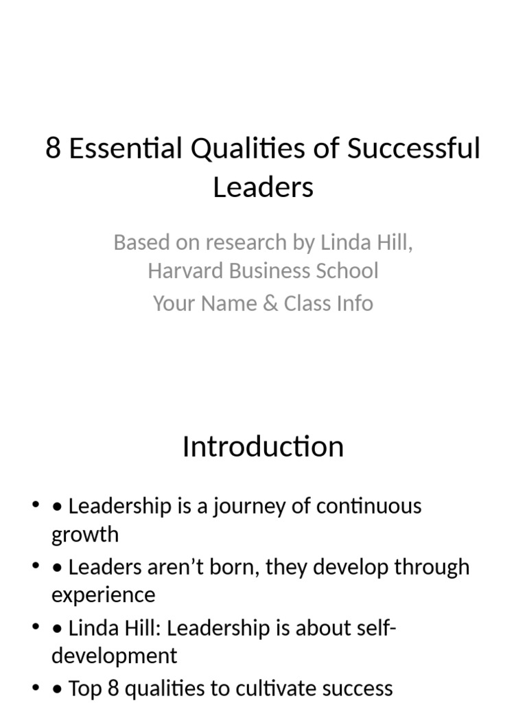 8 ESSENTIAL QUALITIES OF SUCCESSFUL LEADERS intelligence overview