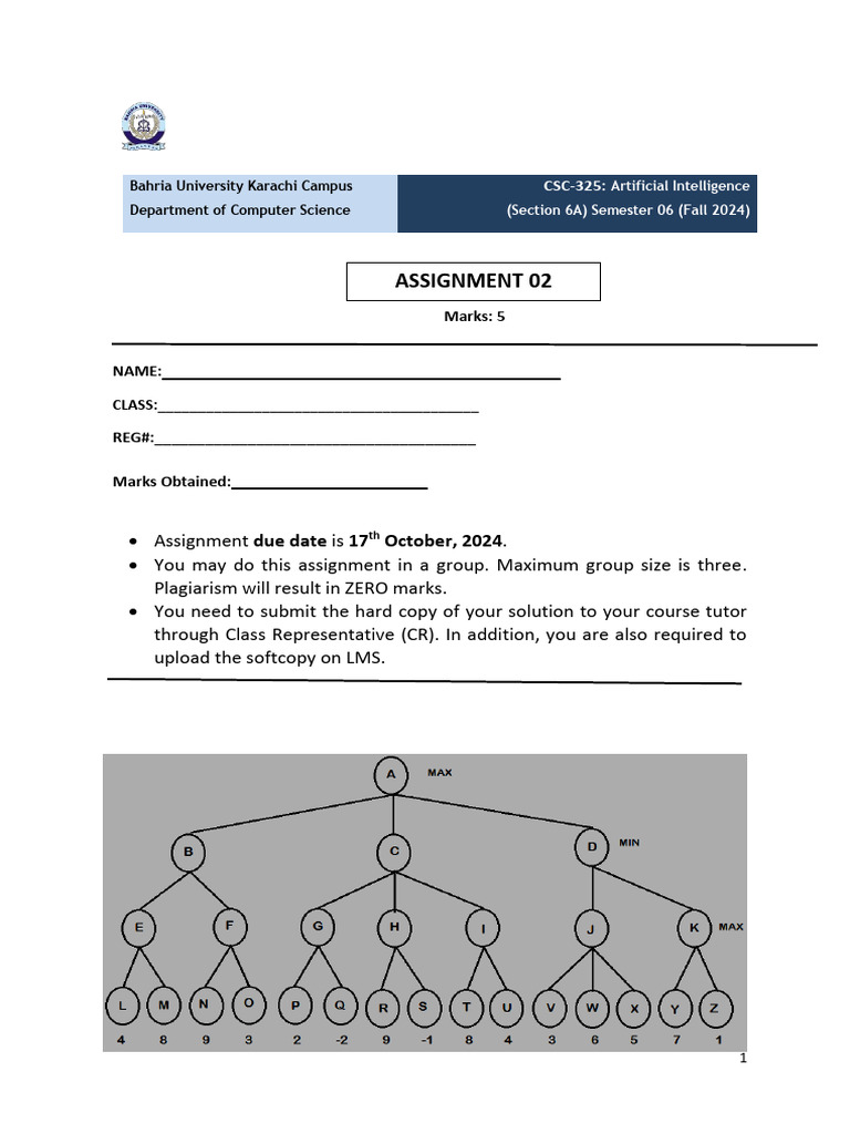 Artificial Intelligence Fall 24 Assignment 2 6A 11102024 114809am | PDF ...