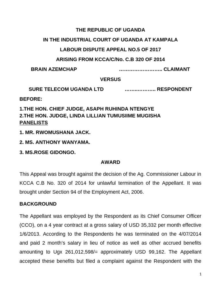 The Republic of Uganda Sure Telecom 2 | PDF | Appeal | Damages