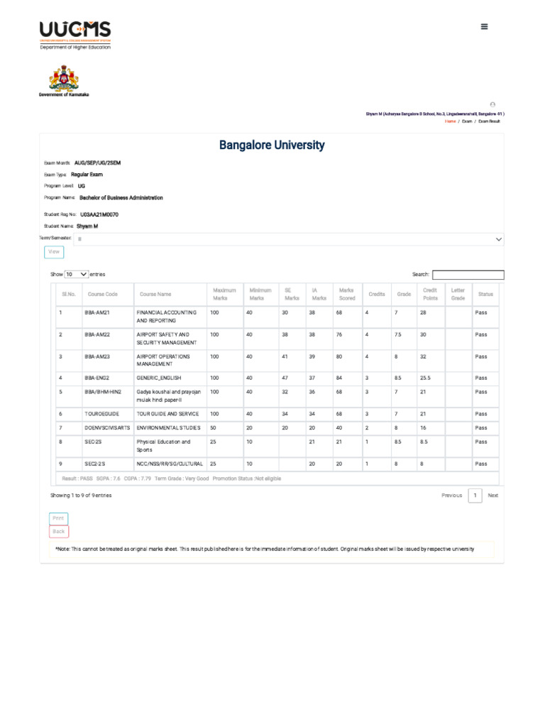 2nd sem marksheet pdf