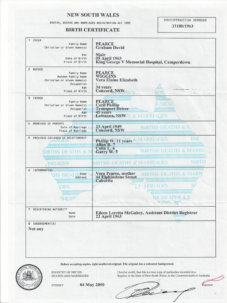 URGENT BIRTH CERTIFICATE NSW PDF visual data 5
