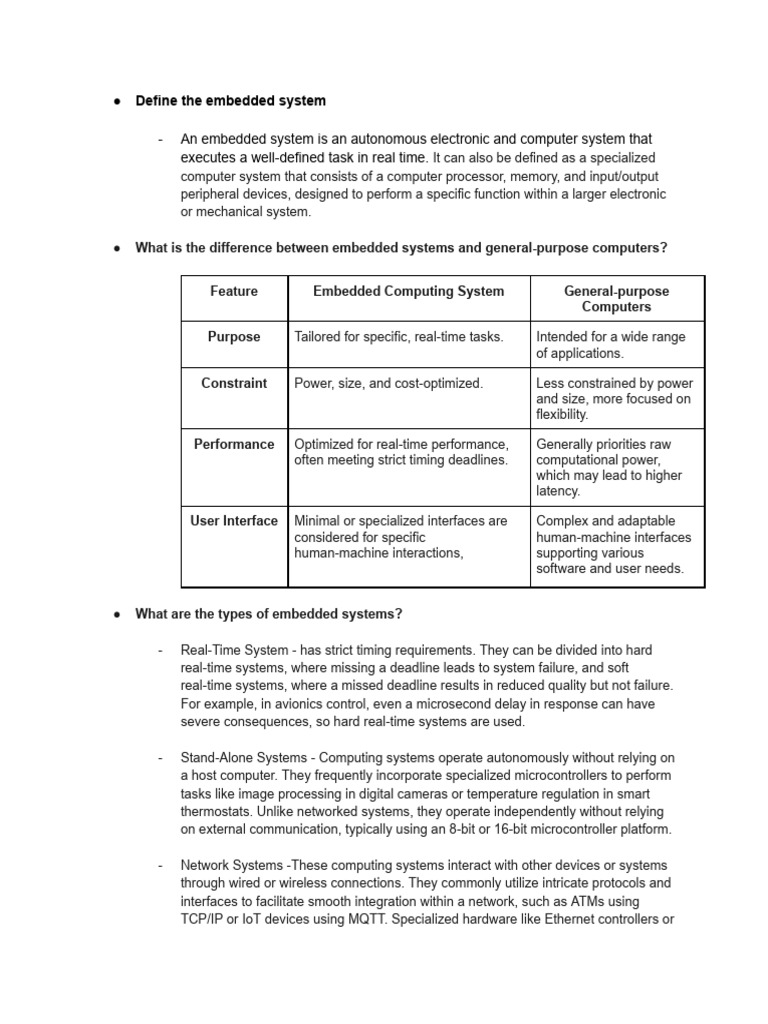 Overview of Embedded Systems | PDF | Embedded System | Real Time Computing