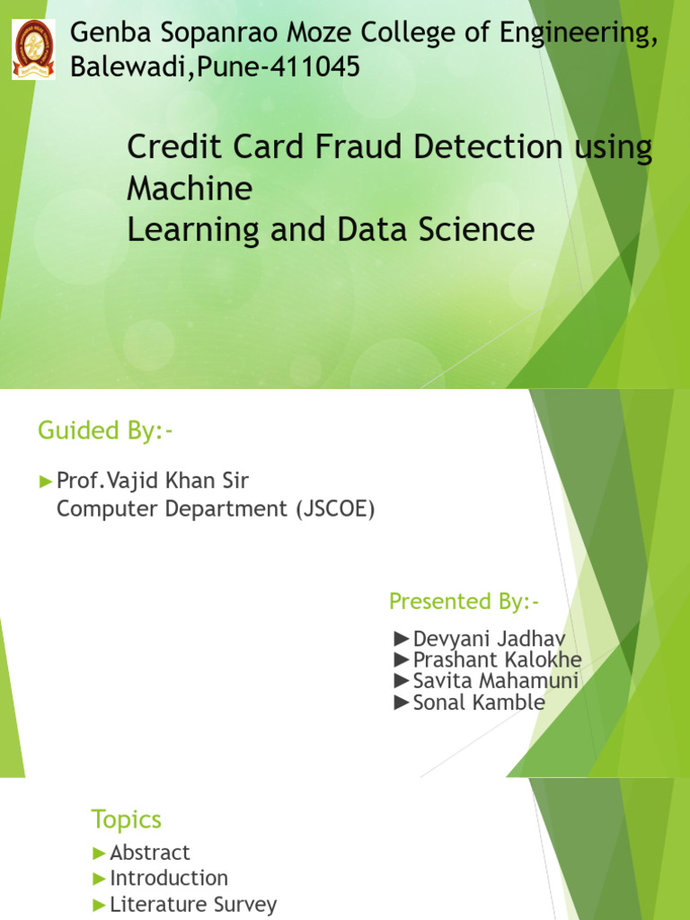Project Review Credit Card Fraud Detection Using Machine | PDF ...