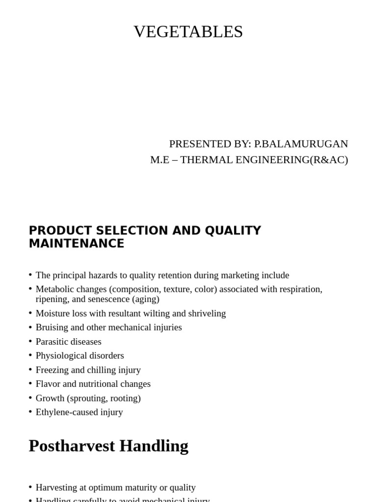 Vegetable Quality and Preservation Guide | PDF | Vegetables | Refrigeration