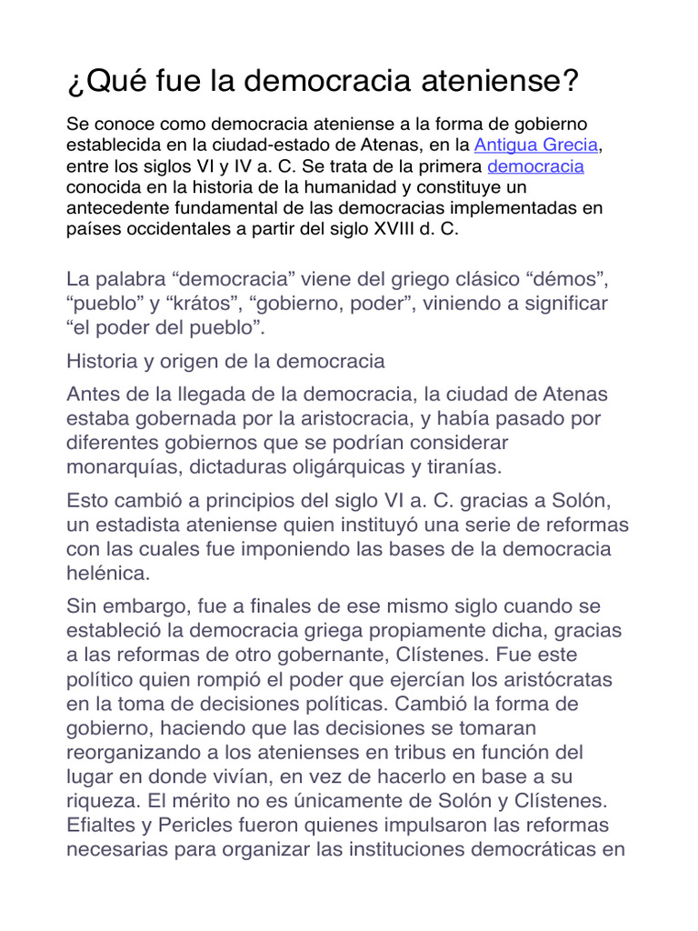 Historia de la democracia ateniense | PDF | Democracia | Ideologías ...