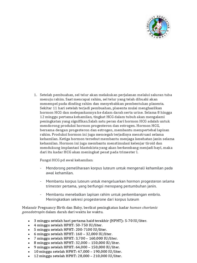 Mekanisme HCG dan Metode ELISA Kehamilan | PDF