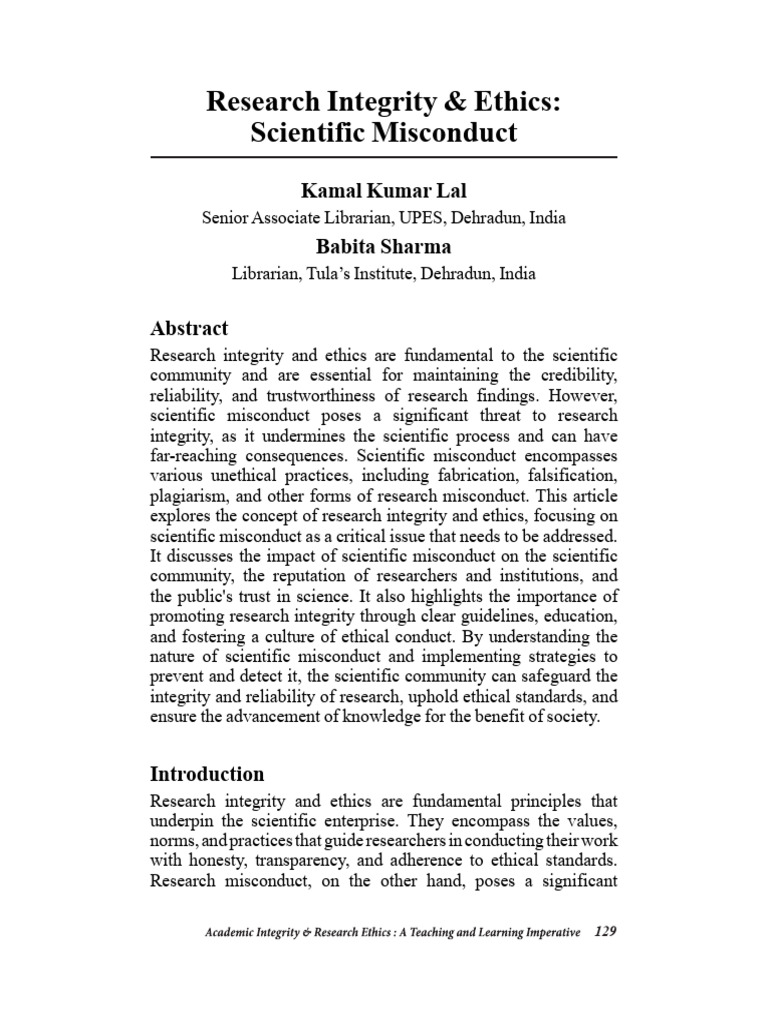 2023_Research Integrity Ethics_Scientific Misconduct_IMP | PDF ...