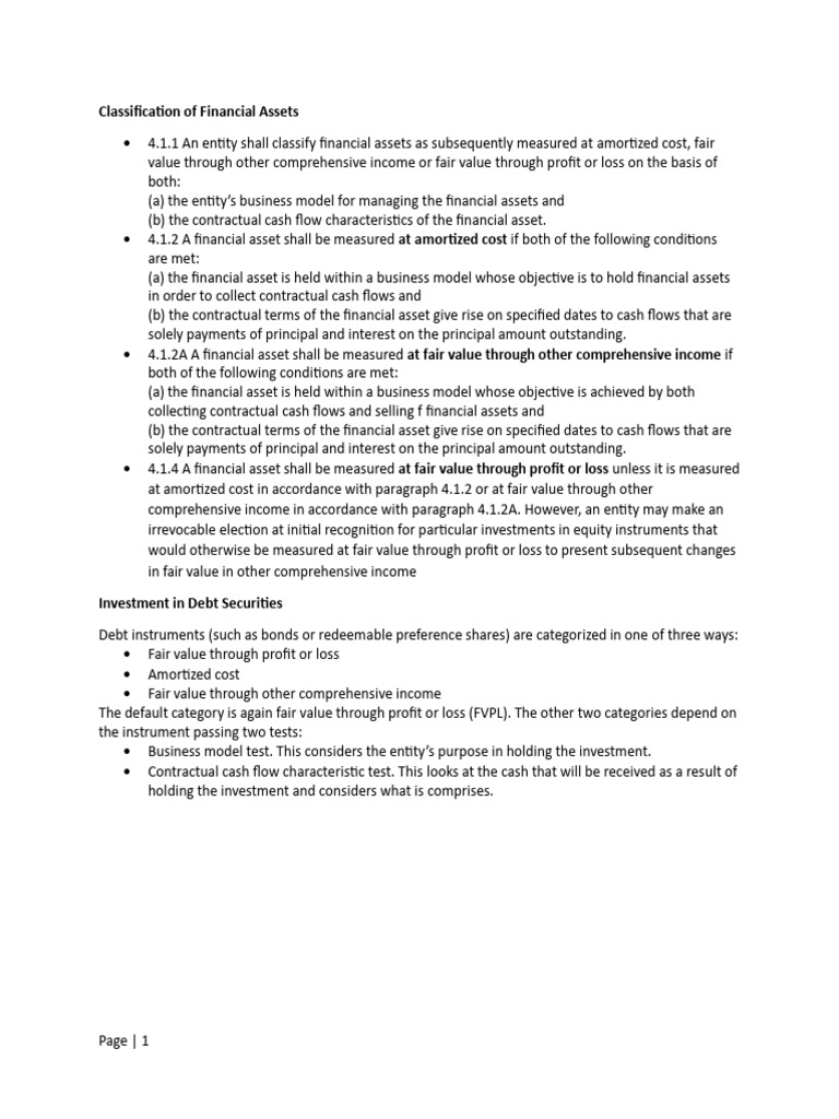 Investment Classification of Debt Securities | PDF | Fair Value ...