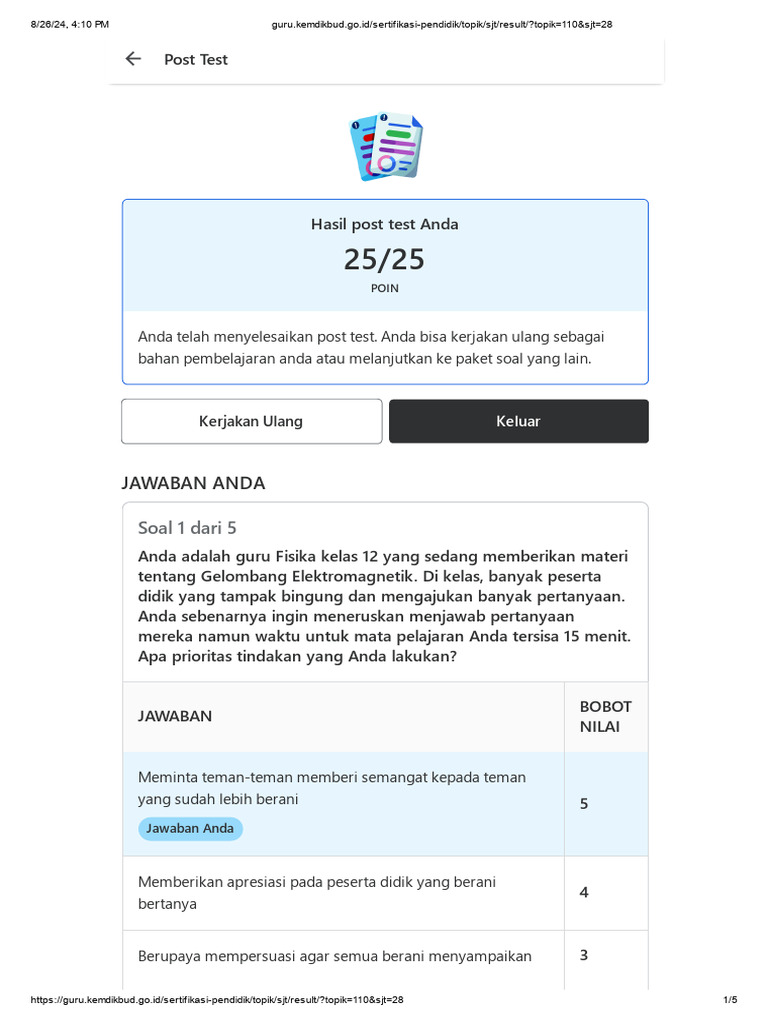 Post Test PPA Modul 2 untuk Guru | PDF